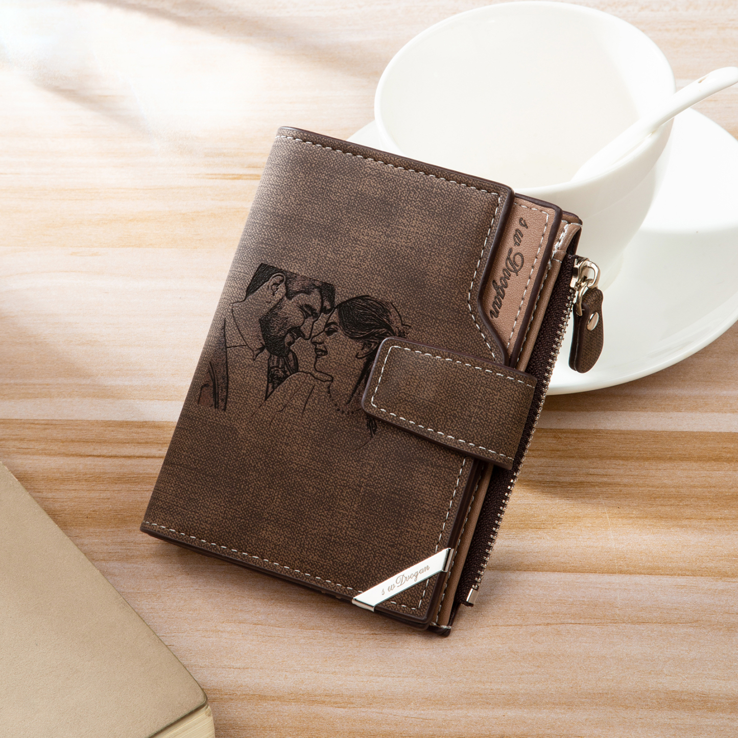 Personalized Men’s Wallet – Custom Photo & Text Couple Wallet, Perfect