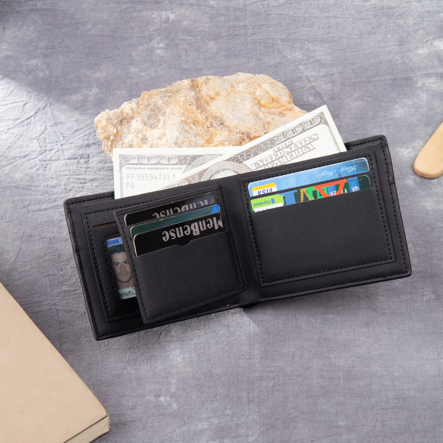 Personalised Men’s Wallet - Customized Photo & Text PU Leather Brown/Black Wallet with Gift Box, Valentine’s Day Gift for Him| Jessemade