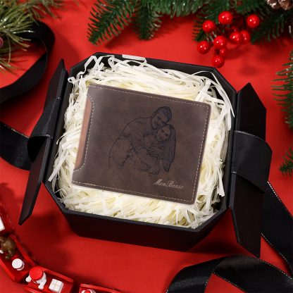 Personalised Men’s Wallet - Customized Photo & Text PU Leather Brown/Black Wallet with Gift Box, Valentine’s Day Gift for Him| Jessemade