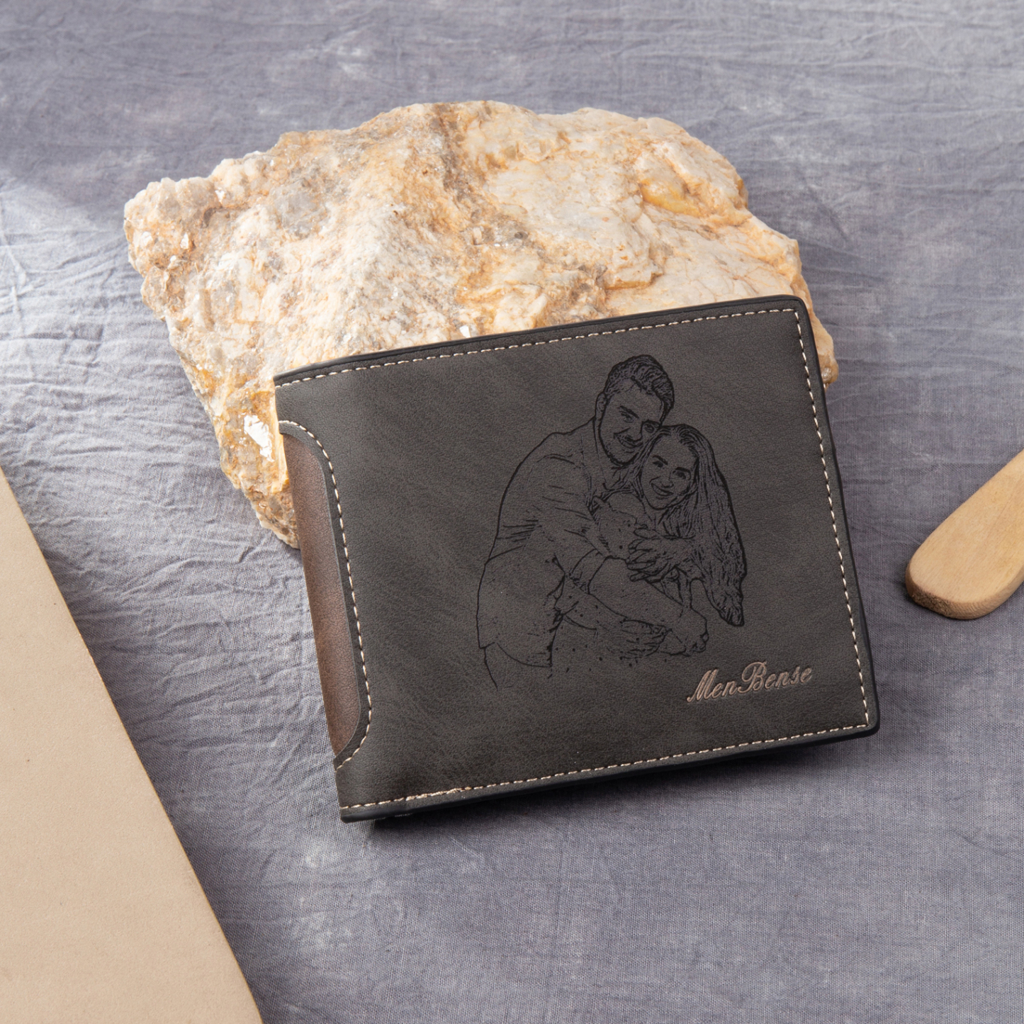 Personalised Men’s Wallet - Customized Photo & Text PU Leather Brown/Black Wallet with Gift Box, Valentine’s Day Gift for Him| Jessemade