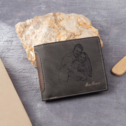 Personalised Men’s Wallet - Customized Photo & Text PU Leather Brown/Black Wallet with Gift Box, Valentine’s Day Gift for Him| Jessemade
