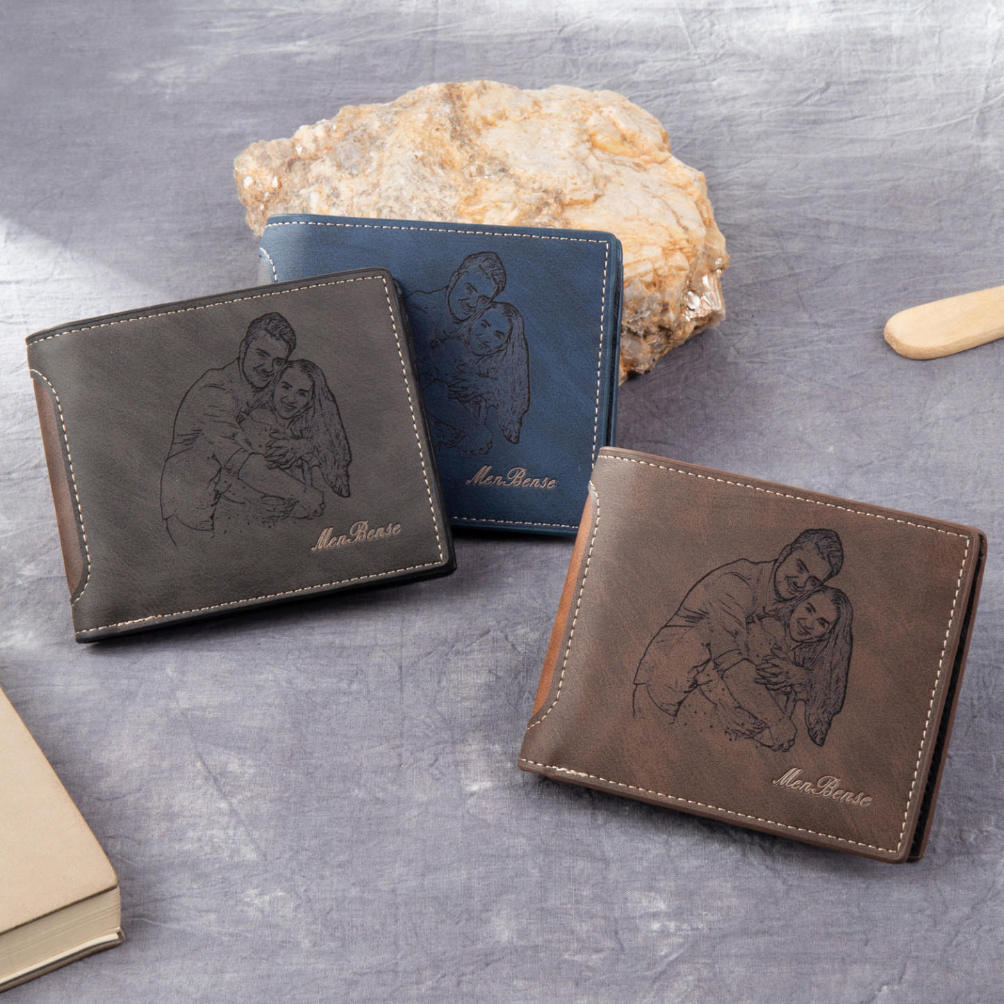 Personalised Men’s Wallet - Customized Photo & Text PU Leather Brown/Black Wallet with Gift Box, Valentine’s Day Gift for Him| Jessemade