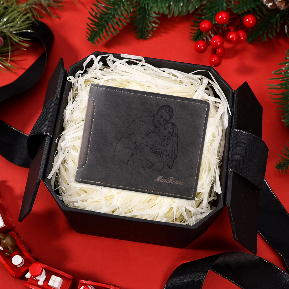 Personalised Men’s Wallet - Customized Photo & Text PU Leather Brown/Black Wallet with Gift Box, Valentine’s Day Gift for Him| Jessemade