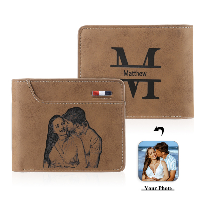 Personalized Men’s Wallet, Bracelet & Pen Set – Custom Gift Box with Photo, Name, and Letter – Valentine’s Day Gift for Him | Jessemade