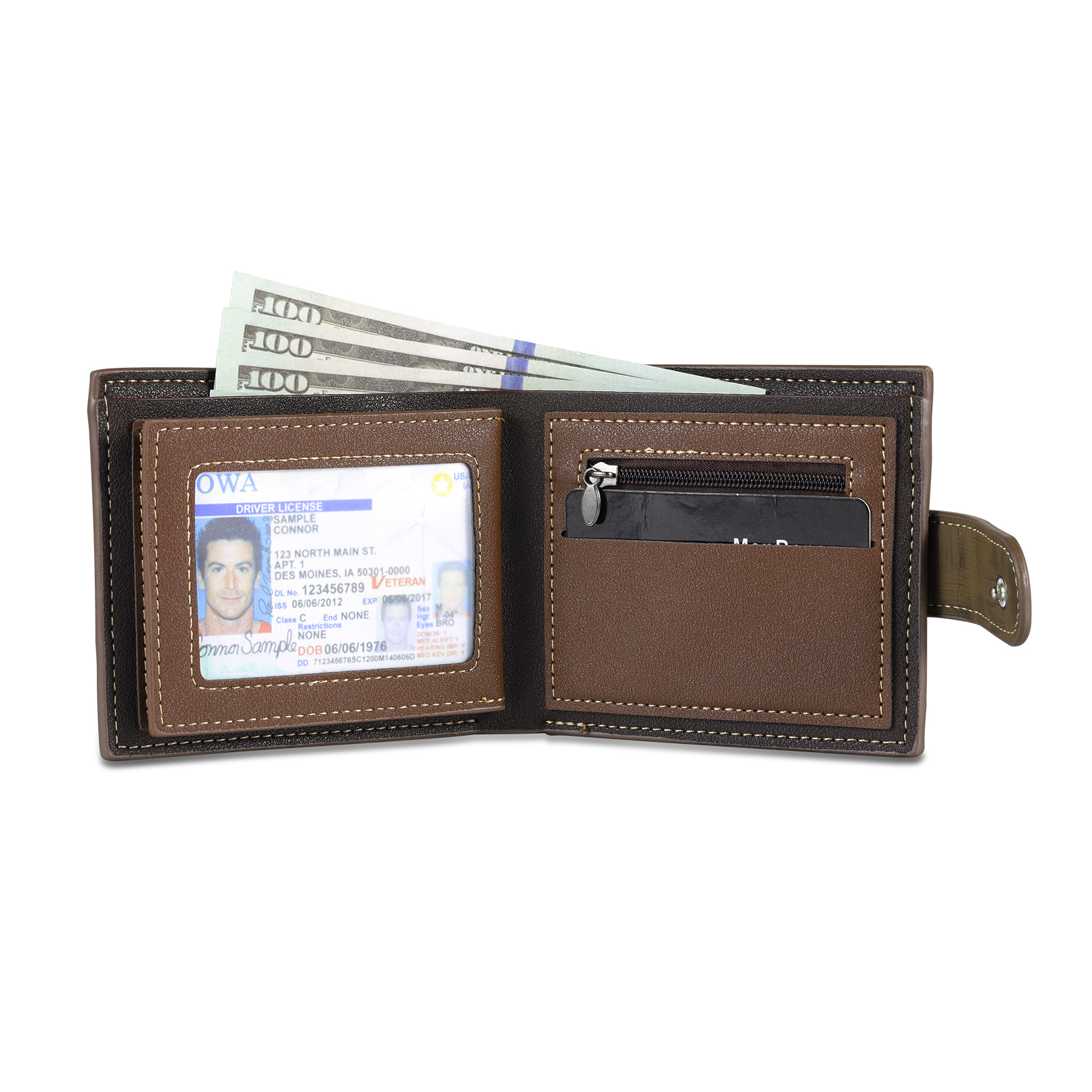 Personalised Men's Leather Wallet with Custom Photo & Name & Letter - Christmas Gift for Him | Jessemade