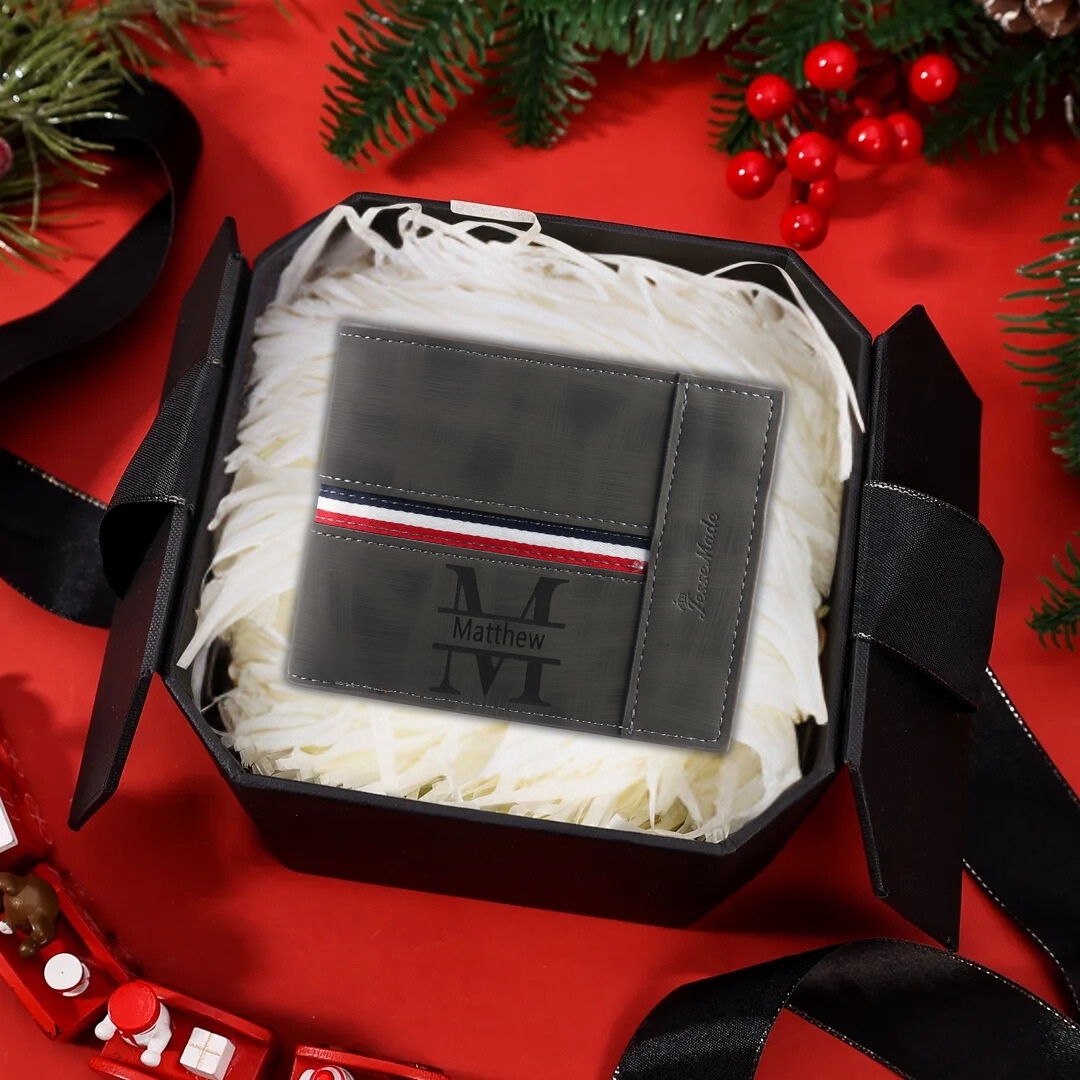 Personalized Name Leather Men's Wallet With Card Slot Engraved Name &