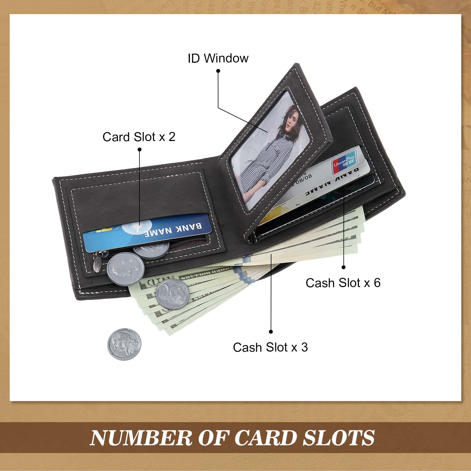 Personalized Men's Wallet with Custom Photo & Name & Letter PU Leather Wallet with Gift Box Valentine’s Day Gift for Him | Jessemade