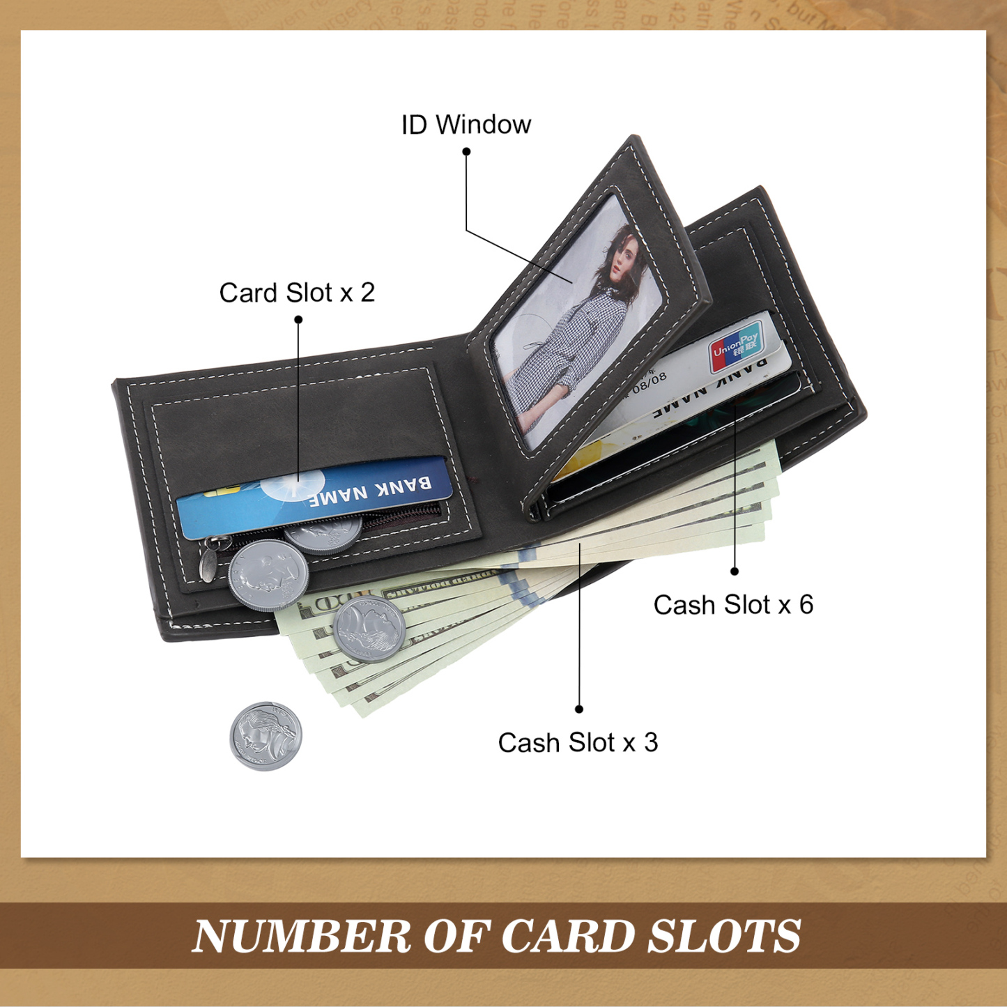 Personalized Men's Wallet with Custom Photo & Name & Letter PU Leather Wallet with Gift Box Valentine’s Day Gift for Him | Jessemade