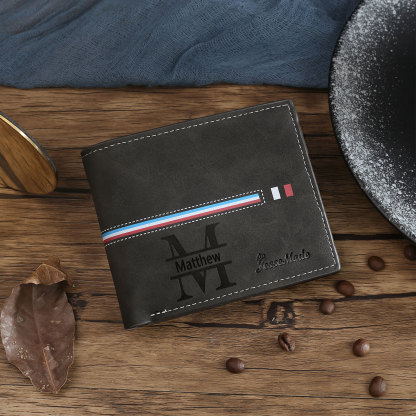 Personalized Men's Wallet with Custom Photo & Name & Letter PU Leather Wallet with Gift Box Valentine’s Day Gift for Him | Jessemade