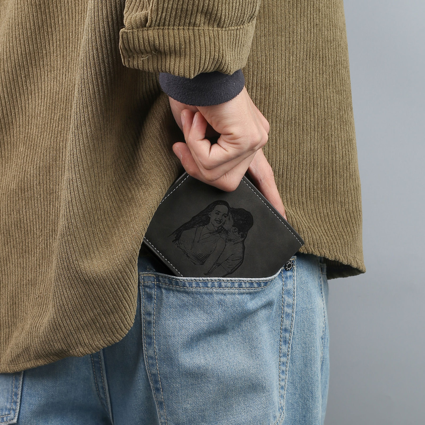 Personalized Men's Wallet with Custom Photo & Name & Letter PU Leather Wallet with Gift Box Valentine’s Day Gift for Him | Jessemade