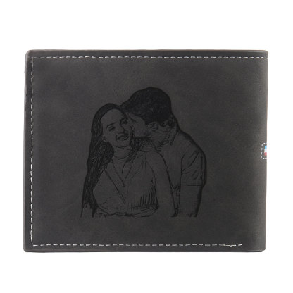 Personalized Men's Wallet with Custom Photo & Name & Letter PU Leather Wallet with Gift Box Valentine’s Day Gift for Him | Jessemade
