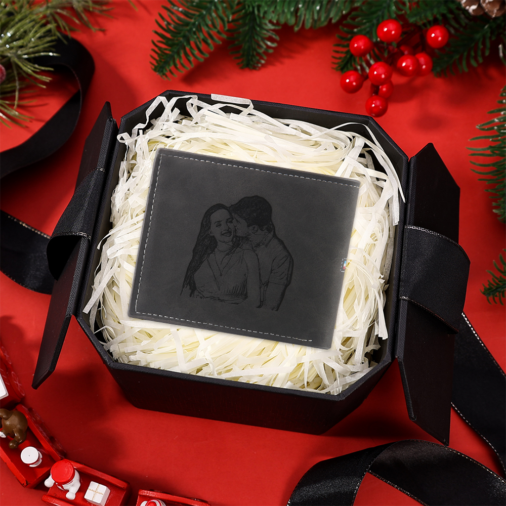 Personalized Men's Wallet with Custom Photo & Name & Letter PU Leather Wallet with Gift Box Valentine’s Day Gift for Him | Jessemade