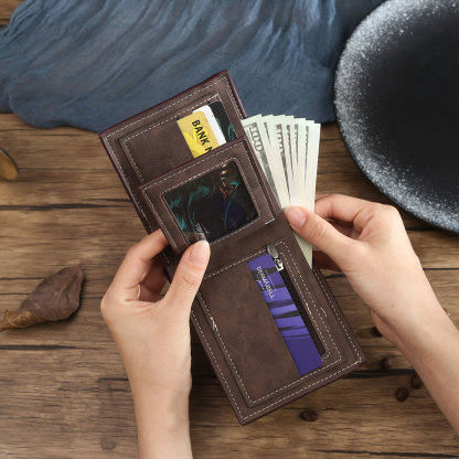 Personalized Men's Wallet with Custom Photo & Name & Letter PU Leather Wallet with Gift Box Valentine’s Day Gift for Him | Jessemade