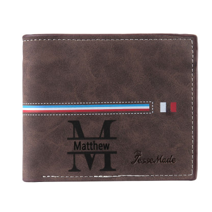 Personalized Men's Wallet with Custom Photo & Name & Letter PU Leather Wallet with Gift Box Valentine’s Day Gift for Him | Jessemade