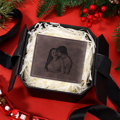 Personalized Men's Wallet with Custom Photo & Name & Letter PU Leather Wallet with Gift Box Valentine’s Day Gift for Him | Jessemade