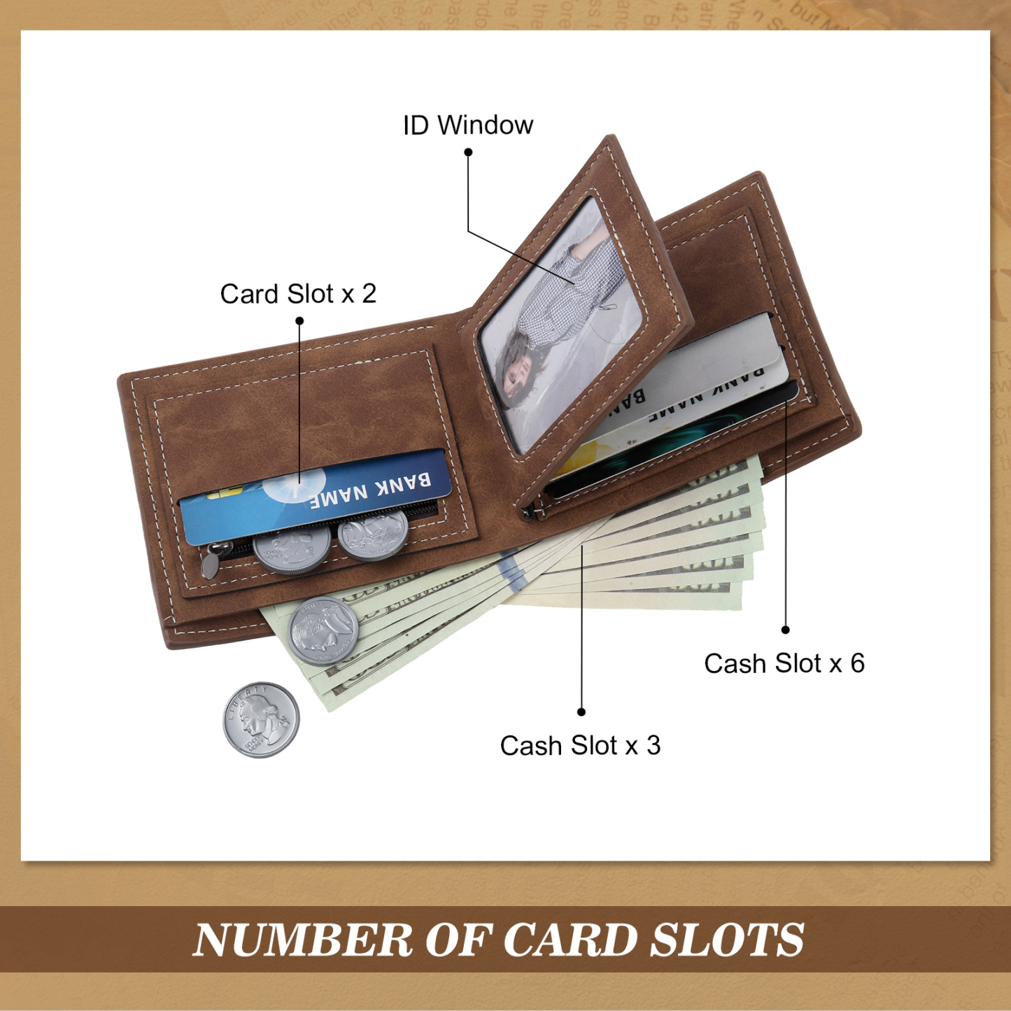 Personalized Men's Wallet with Custom Photo & Name & Letter PU Leather Wallet with Gift Box Valentine’s Day Gift for Him | Jessemade