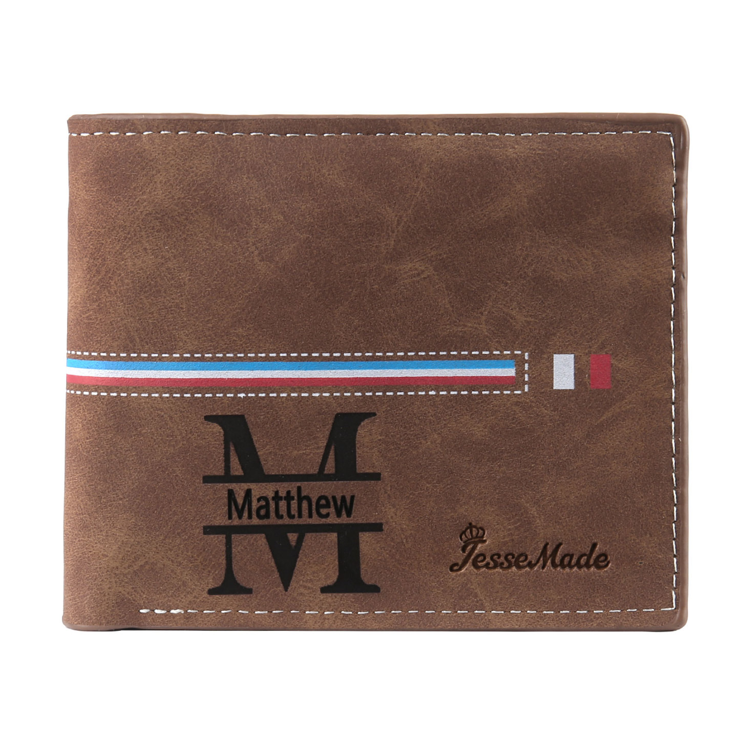 Personalized Men's Wallet with Custom Photo & Name & Letter PU Leather Wallet with Gift Box Valentine’s Day Gift for Him | Jessemade
