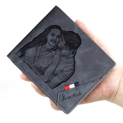 Personalized Wallet & Keychain Set – Customized Photo & Name Engravings - Unique Couple Gift | Jessemade