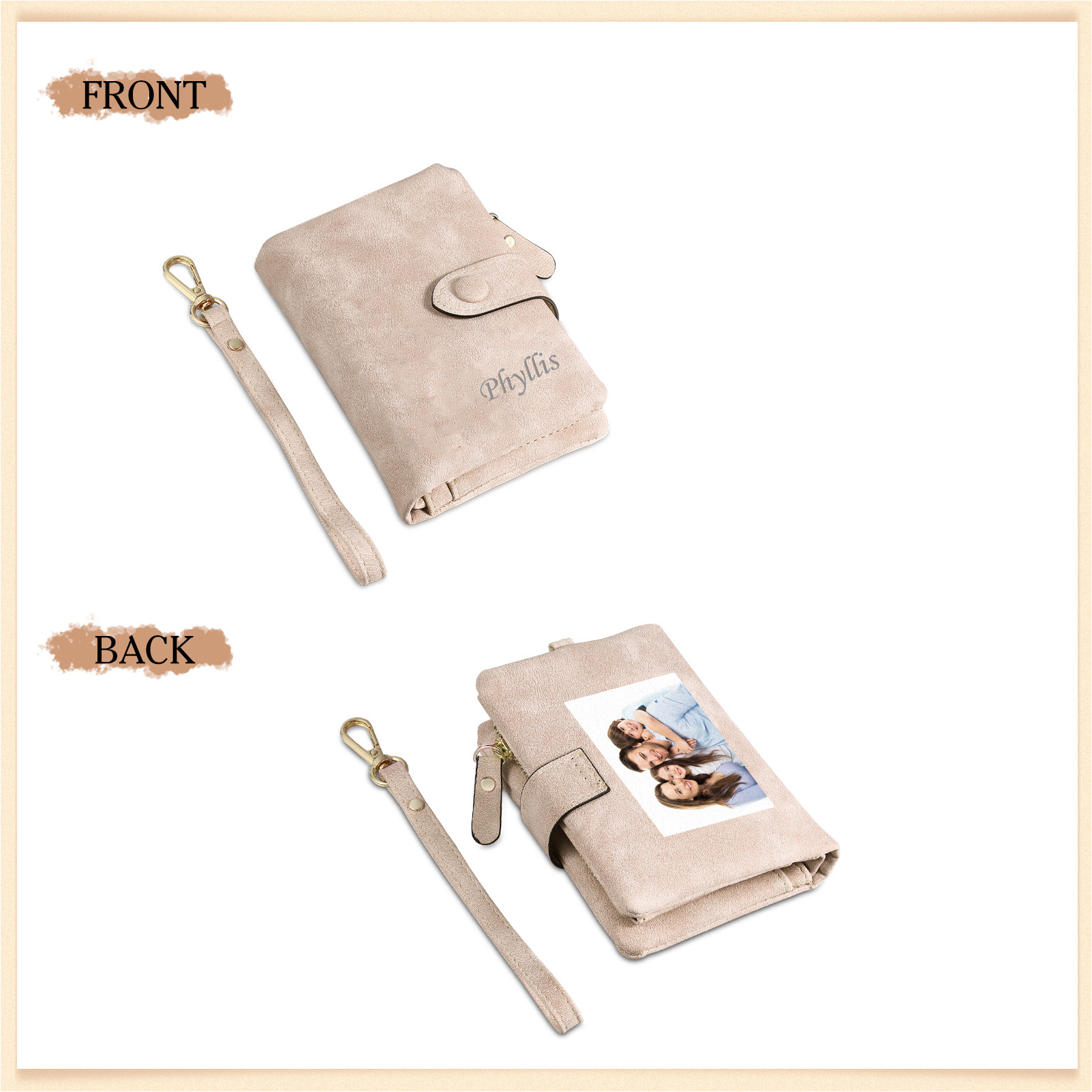 Personalised Women's Wallet Custom Photo & Name & Text Women's Folding Wallet for Her | Jessmade