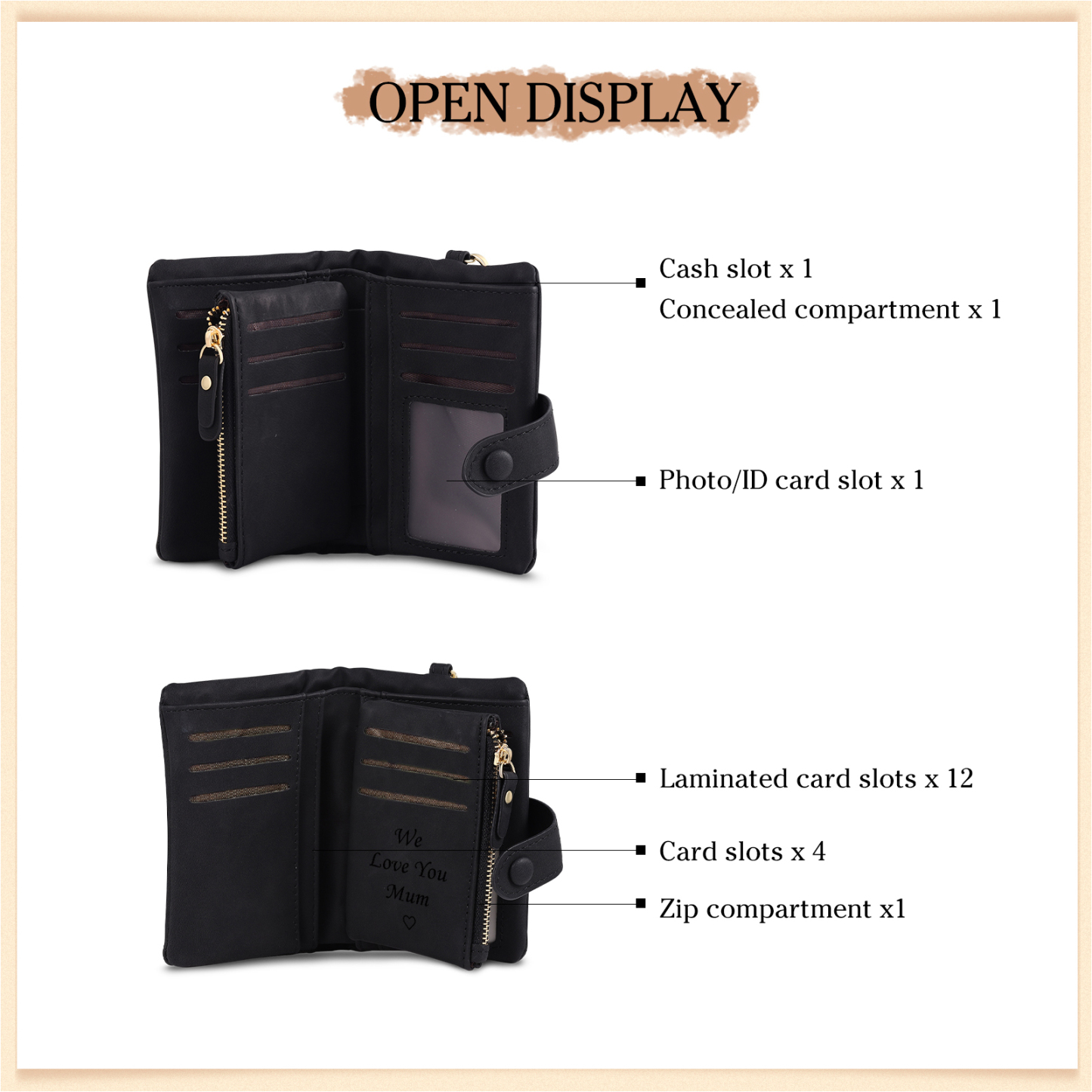 Personalised Women's Wallet Custom Photo & Name & Text Women's Folding Wallet for Her | Jessmade