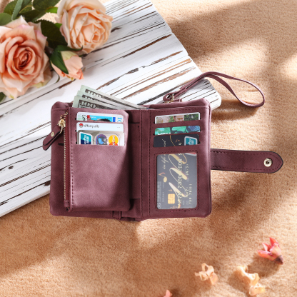Personalised Women’s Wallet – Custom Name, Birth Flower & Photo, Seven Colours Available – Valentine’s Day Gift for Her | Jessemade