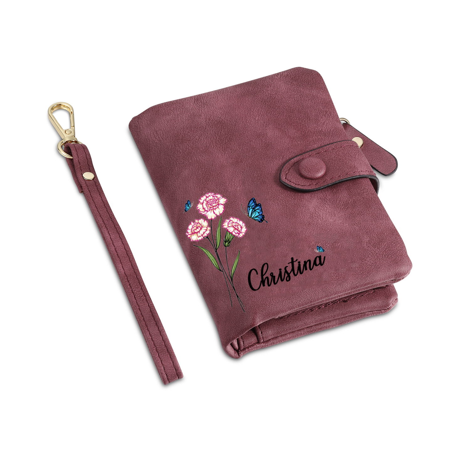 Personalised Women’s Wallet – Custom Name, Birth Flower & Photo, Seven Colours Available – Valentine’s Day Gift for Her | Jessemade