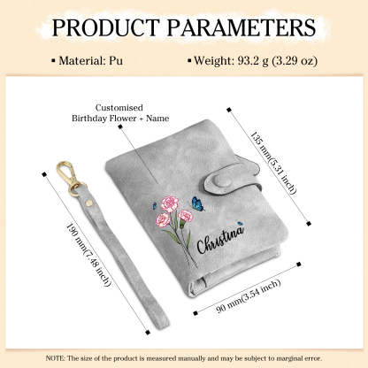 Personalised Women’s Wallet – Custom Name, Birth Flower & Photo, Seven Colours Available – Valentine’s Day Gift for Her | Jessemade