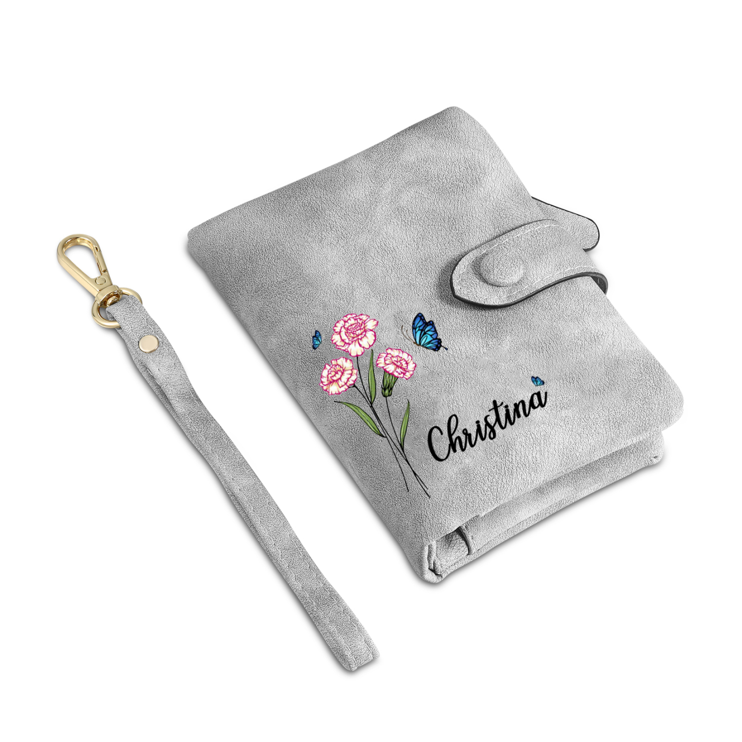 Personalised Women’s Wallet – Custom Name, Birth Flower & Photo, Seven Colours Available – Valentine’s Day Gift for Her | Jessemade