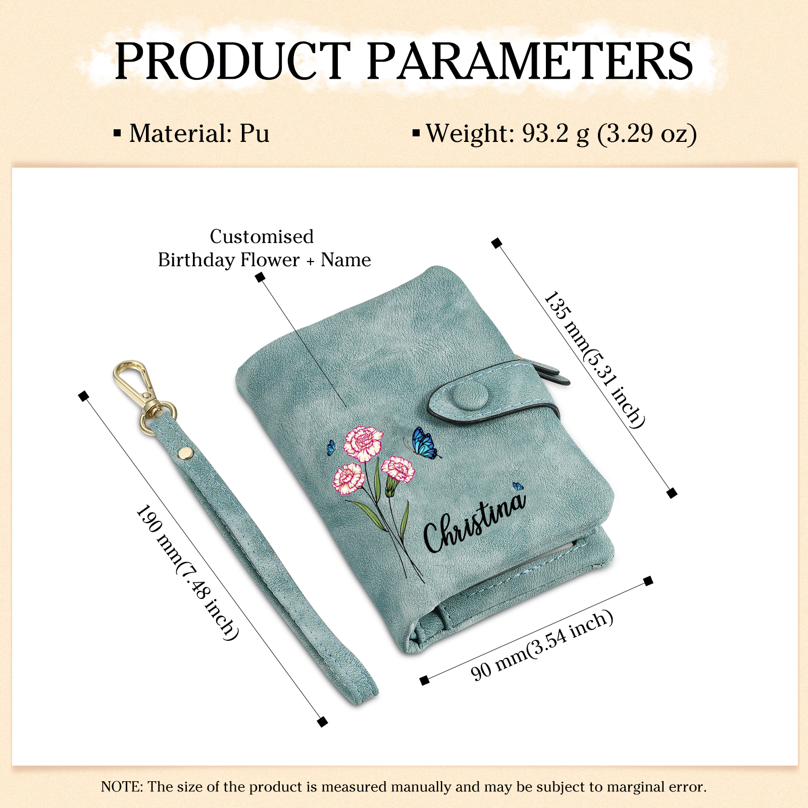 Personalised Women’s Wallet – Custom Name, Birth Flower & Photo, Seven Colours Available – Valentine’s Day Gift for Her | Jessemade