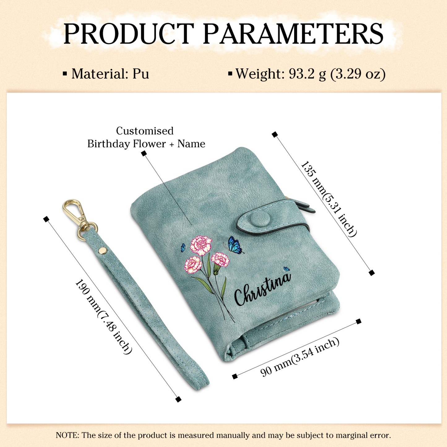 Personalised Women’s Wallet – Custom Name, Birth Flower & Photo, Seven Colours Available – Valentine’s Day Gift for Her | Jessemade