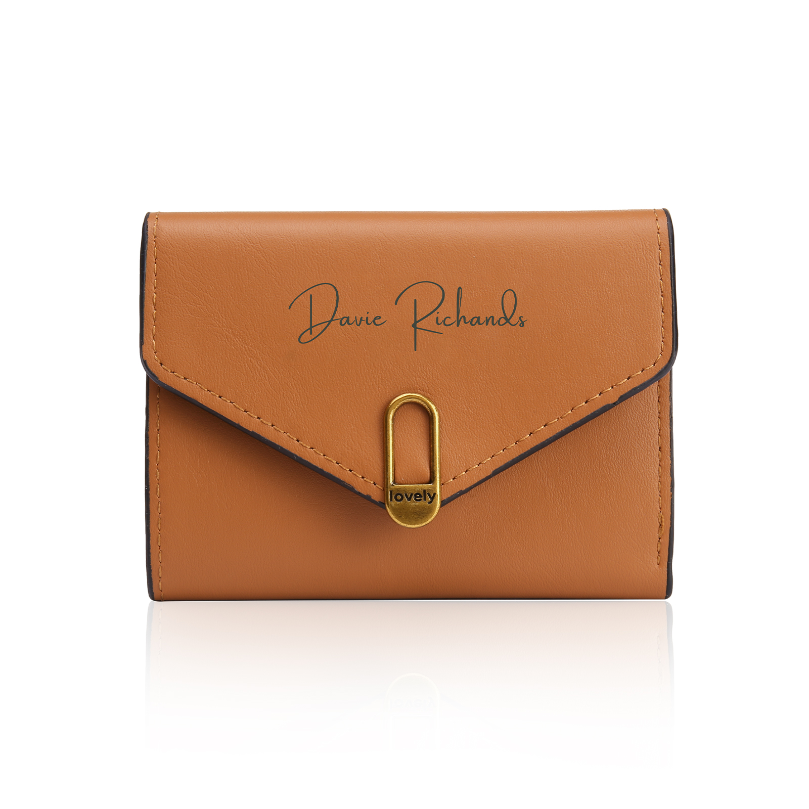 Personalized Photo and Text Pu Leather Brown Folding Women Wallet for Her