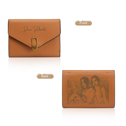 Personalized Photo and Text Pu Leather Brown Folding Women Wallet for Her