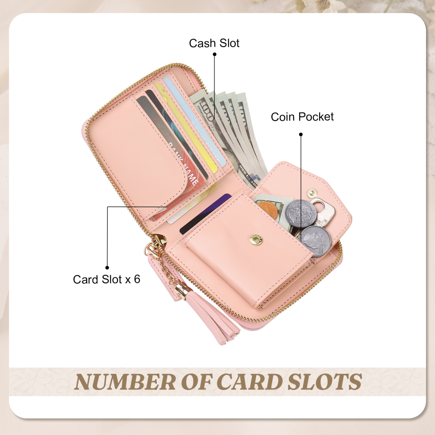 Personalized Photo and Text Pu Leather Pink Folding Women Wallet for Her