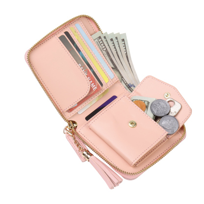 Personalized Photo and Text Pu Leather Pink Folding Women Wallet for Her