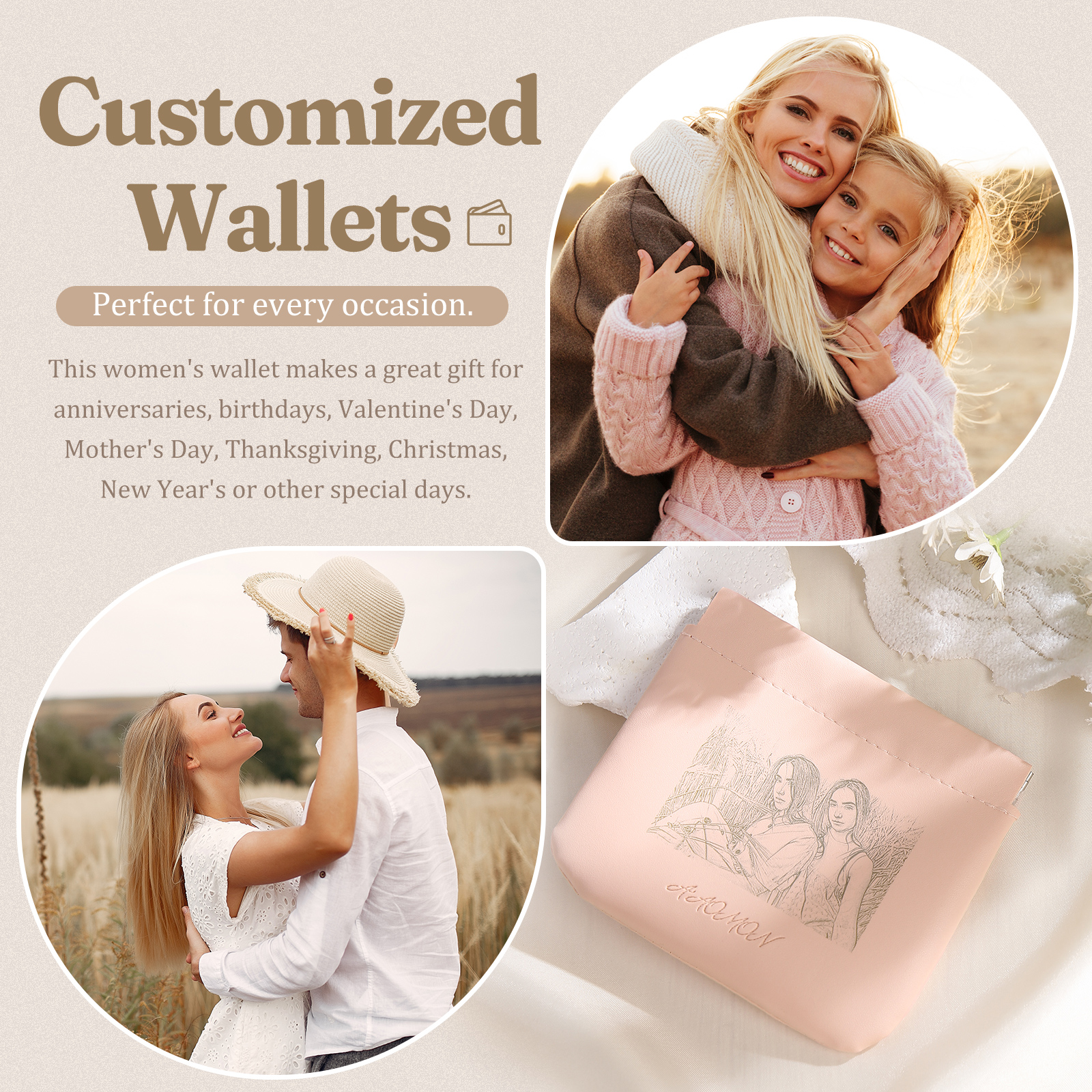 Personalized Custom Photo Pu Leather Wallet Opening Multiple Colors Optional Women's Wallet for Her