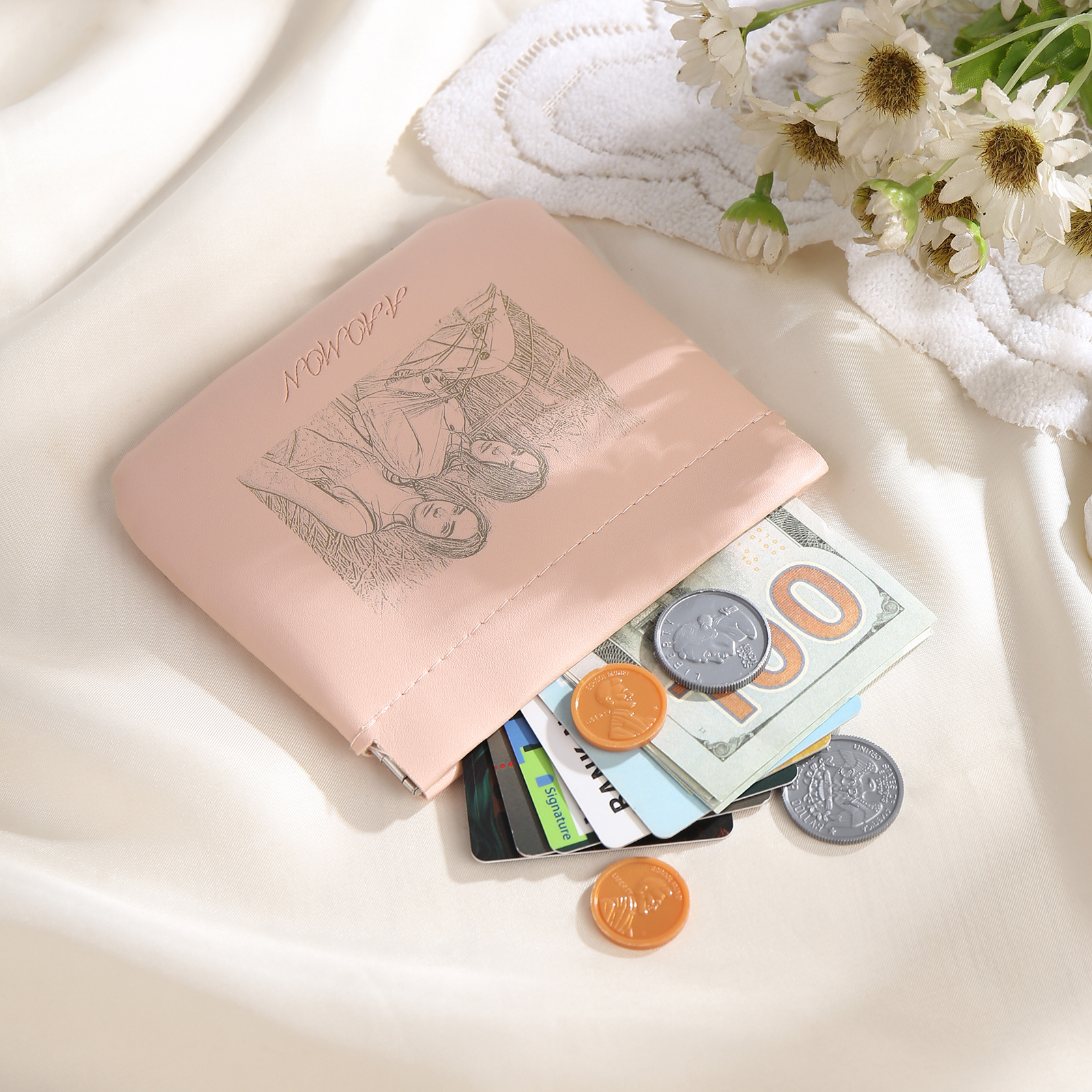 Personalized Custom Photo Pu Leather Wallet Opening Multiple Colors Optional Women's Wallet for Her