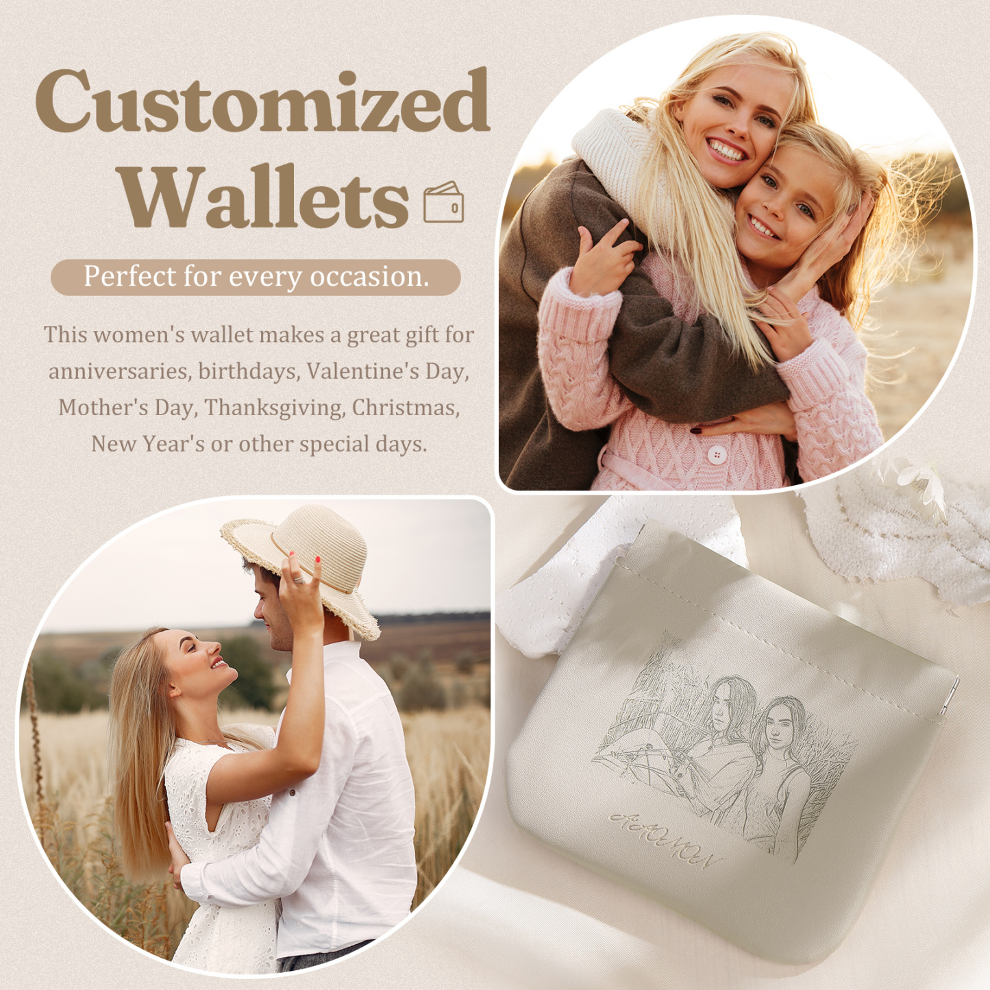 Personalized Custom Photo Pu Leather Wallet Opening Multiple Colors Optional Women's Wallet for Her