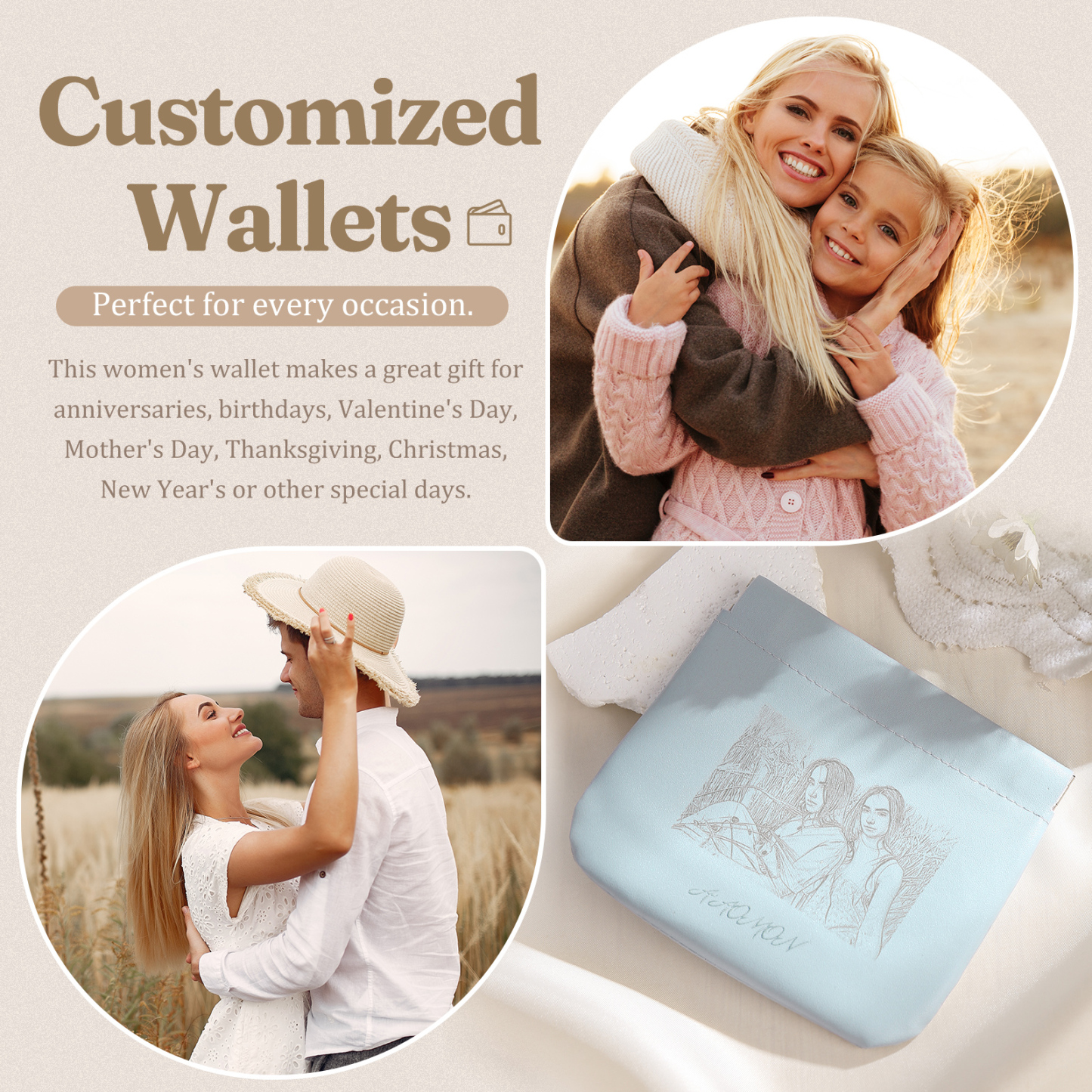 Personalized Custom Photo Pu Leather Wallet Opening Multiple Colors Optional Women's Wallet for Her