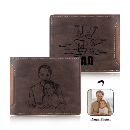 Jessemade UK 5 Names - Personalized Photo Custom Leather Men's Folding Wallet as a Father's Day Gift for Dad 27.99 m1-t1-n5