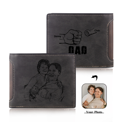 Jessemade UK 2 Names - Personalized Photo Custom Leather Men's Folding Wallet as a Father's Day Gift for Dad 24.99 m1-t1-n2