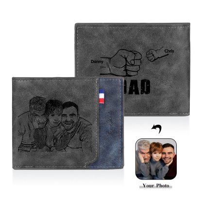 Jessemade UK 2 Names - Personalized Photo Custom Leather Men's Folding Wallet as a Father's Day Gift for Dad 24.99 m1-t1-n2