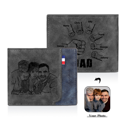 Jessemade UK 7 Names - Personalized Photo Custom Leather Men's Folding Wallet as a Father's Day Gift for Dad 29.99 m1-t1-n7
