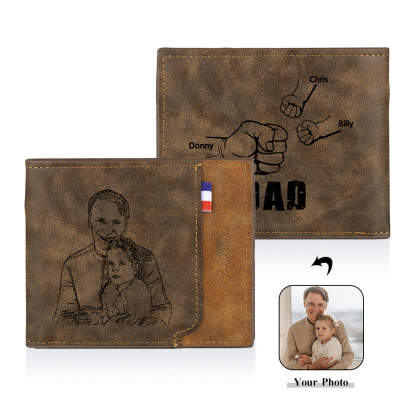 Jessemade UK 3 Names - Personalized Photo Custom Leather Men's Folding Wallet as a Father's Day Gift for Dad 25.99 m1-t1-n3
