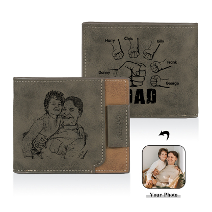 Jessemade UK 6 Names - Personalized Photo Custom Leather Men's Folding Wallet as a Father's Day Gift for Dad 28.99 m1-t1-n6