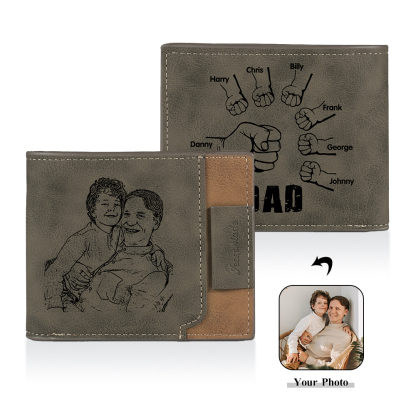 Jessemade UK 7 Names - Personalized Photo Custom Leather Men's Folding Wallet as a Father's Day Gift for Dad 29.99 m1-t1-n7