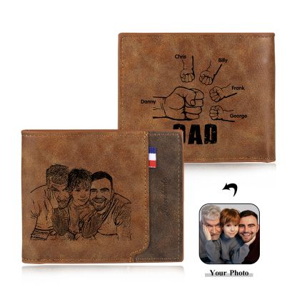 Jessemade UK 5 Names - Personalized Photo Custom Leather Men's Wallet as a Father's Day Gift for Dad 27.99 m1-t1-n5