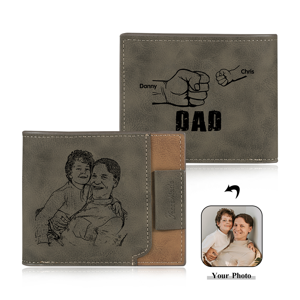 Jessemade UK 2 Names - Personalized Photo Custom Leather Men's Wallet as a Father's Day Gift for Dad 24.99 m1-t1-n2