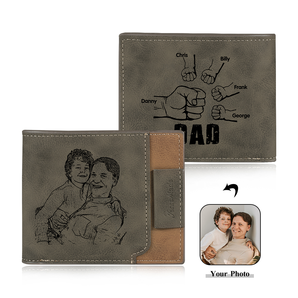 Jessemade UK 5 Names - Personalized Photo Custom Leather Men's Wallet as a Father's Day Gift for Dad 27.99 m1-t1-n5