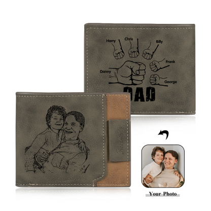 Jessemade UK 6 Names - Personalized Photo Custom Leather Men's Wallet as a Father's Day Gift for Dad 28.99 m1-t1-n6