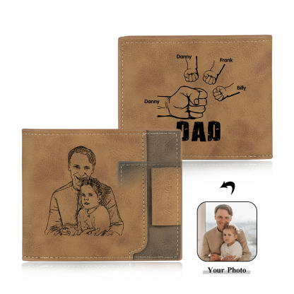 Jessemade UK 4 Names - Personalized Photo Custom Leather Men's Wallet as a Father's Day Gift for Dad 26.99 m1-t1-n4